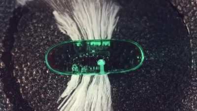 This is how an ibuprofen capsule dissolves