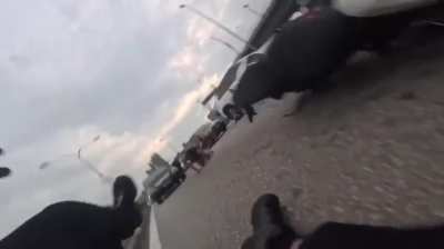Two-year-old opens car door, causes six-vehicle crash
