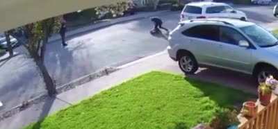 Armed aggressor to terrified squealing mess in 5 seconds. San Leandro, CA