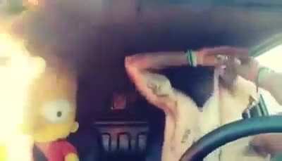 Bart Simpson having the time of his life