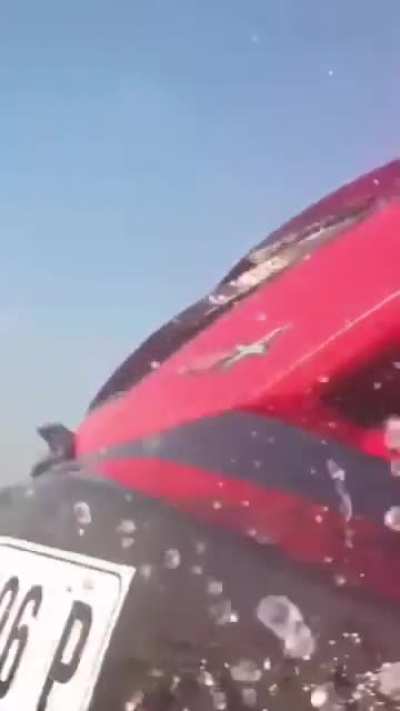 Man avoids shock wave by going into water.