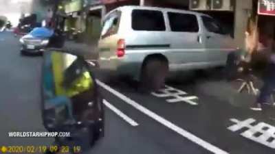 Bike rider has to walk home.