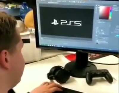 Sony's lead designer, making the PS5 Logo.