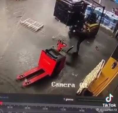 The pallet had enough with this idiot