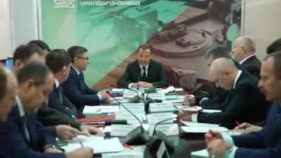 RU pov: Medvedev visits the production line for the T72B3 and T90M Proryv tanks at Uralvagonzavod, the largest tank factory in Russia