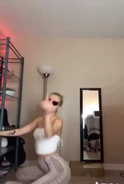 Skinny white girl twerking.