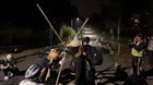 Hong Kong university students testing a catapult