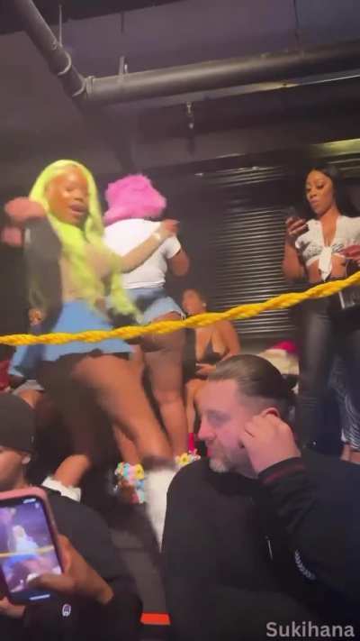 Twerking in skirt