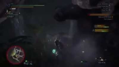 Rajang yeeting Rathalos out of existence