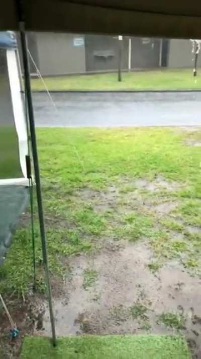 Camping interrupted by a downpour. But I'm not mad.