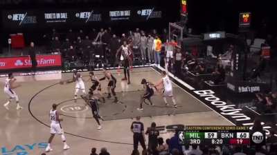 [Highlight] KD swishes from deep and Giannis responds with a three of his own!