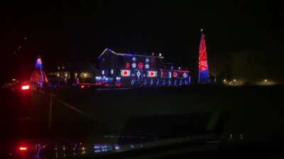 A local holiday light show. This dude starts putting his lights out in September.