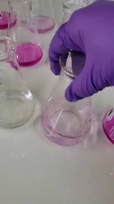 Three titrations at school seemed like alot at the time, now it's 30 at work... these are all at the equivalence point, then pushed back with a drop or two of sulfuric acid