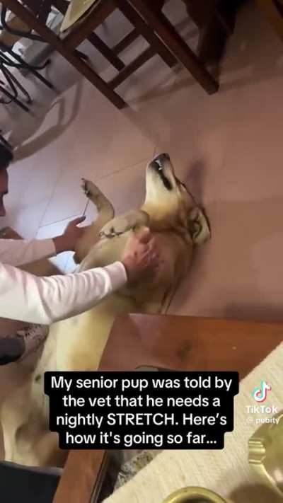 Elderly Wunkus stretches