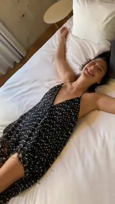 Happy in bed on IG, Dec 2021