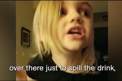 Little girl says she didn't spill the drink