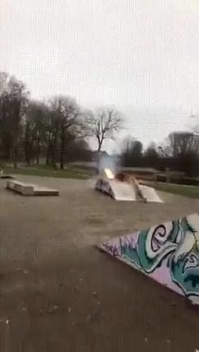 Surrounding a large firecracker in bottles of gasoline