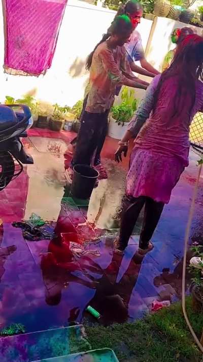 Wet saree holi