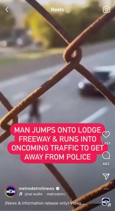 Detroit man runs across highway to (unsu<wbr>ccess<wbr>fully<wbr>) evade police