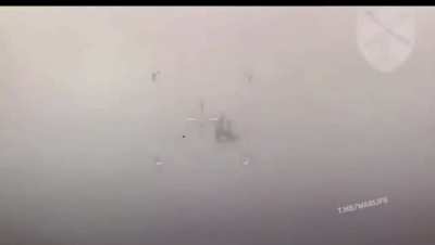 The moment of the strike on the tavrida oil tower, presumably by the Neptune missile.