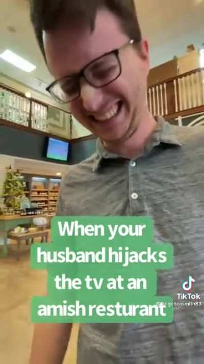 Taking over the TV at the Amish store for a good laugh