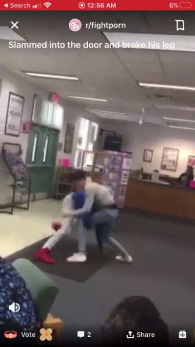 Dude got slammed into the door and broke his leg (was posted here months ago but they deleted it)