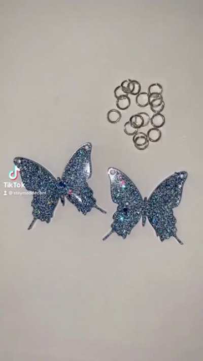 blue resin butterfly earrings 🦋
