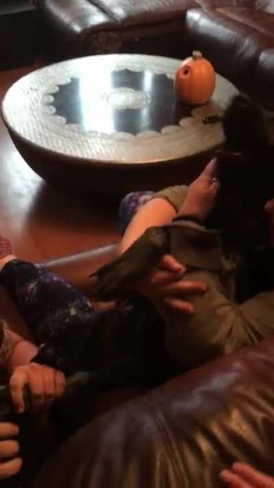 My 7 month old puppy getting her nails trimmed. 🤣🤣