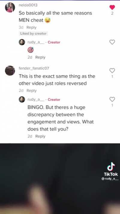 Social experiment conducted to see how both genders react to separate videos explaining why people cheat