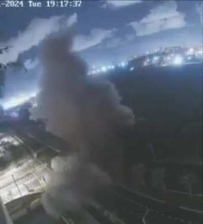 CCTV footage of an Iranian ballistic missile hitting a road in Tel Aviv, Israel