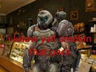 Moody doomguy goes food shopping