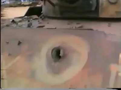 T-55 in Kuwait shot dead center through the upper front plate with APFSDS during Desert Storm