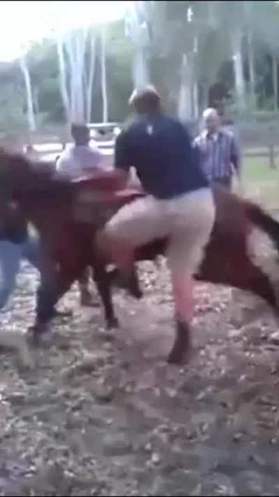 Mounting a horse