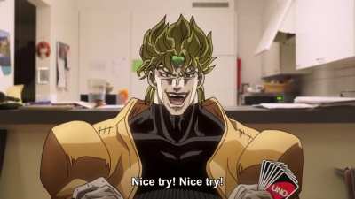 Jotaro and Dio play UNO.
