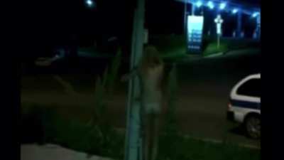 Drunk Girls Handcuffed Naked To Poll By Cops