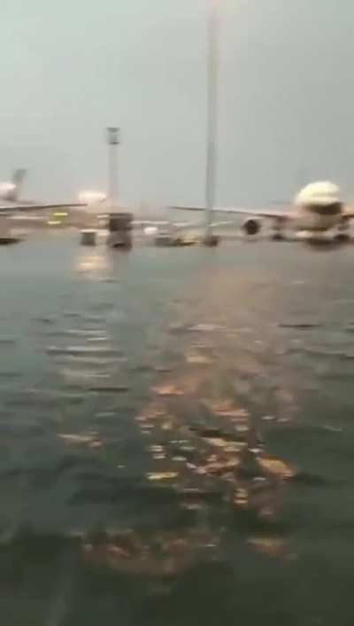 This is what Beijing Airport looks like now because of the ongoing flooding. 