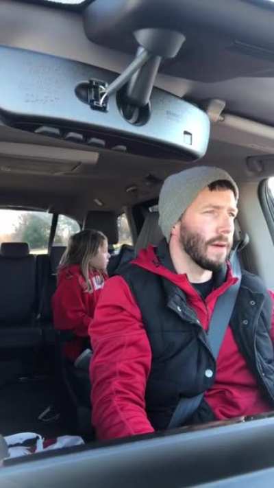 Listening to a song with cussing with your daughter