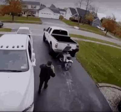 Trying to drive on a makeshift ramp