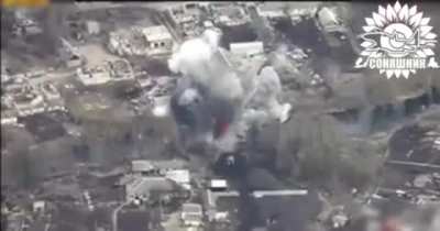 An airstrike by a Su-27 guided by an American GBU-62 aerial bomb on a Russian pontoon ferry. April 2025, Kursk region.