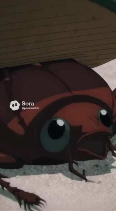 Anime girl presses beetle