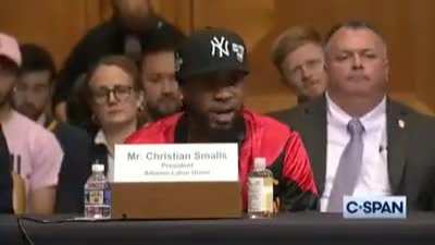 Amazon labor union president Christian Smalls shuts down Lindsey Graham during a senate hearing.