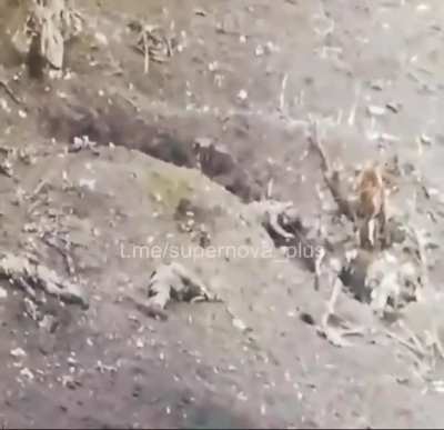 Russian soldiers in trench watch their comrade commit suicide after injury on battlefield