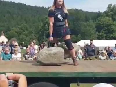 Leigh Holland-Keen is the second woman to lift Scotland’s legendary Dinnie Stones.