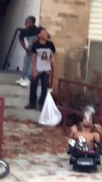 Dad leaves his disabled son outside