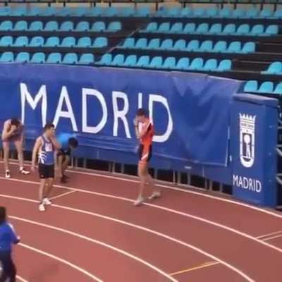Running so fast he loses control