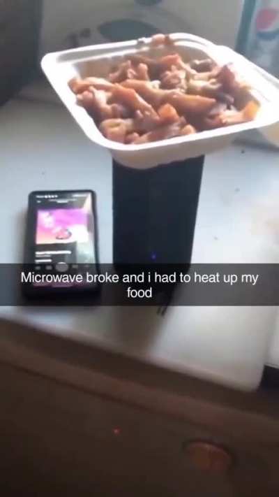 And I wonder why my food still not heat up yet