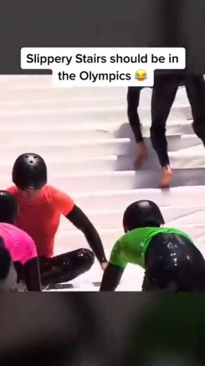Slippery stairs race