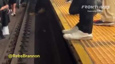 protesting on subway tracks in NYC.