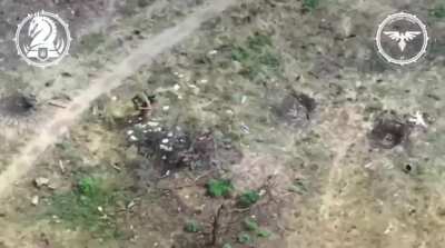 Ukrainian recon drone from the 47th Mechanized Brigade notices a group of Russian infantry. FPV pilots of 
