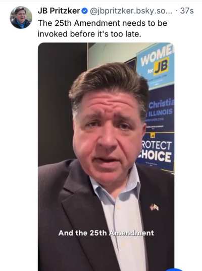 Pritzker says Trump deserves the 25th